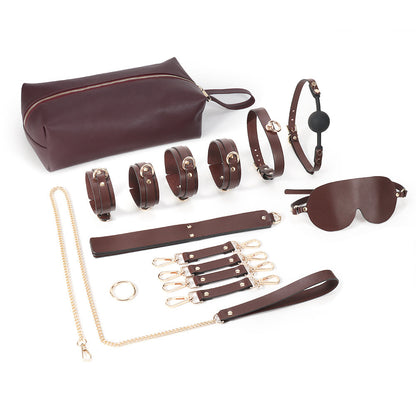 Advanced Player Leather Bondage Set (9 Pieces) - Premium Leather BDSM Kit