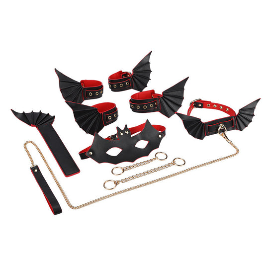 Bat Series PU Leather Bondage Set (6 Pieces) – Adjustable BDSM Kit