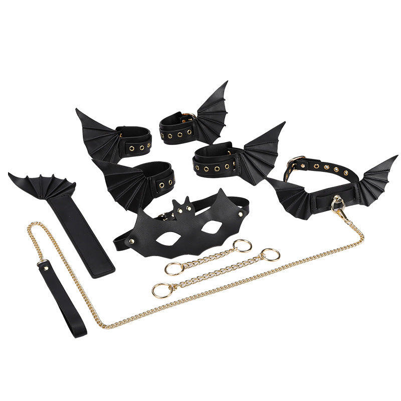 Bat Series PU Leather Bondage Set (6 Pieces) – Adjustable BDSM Kit