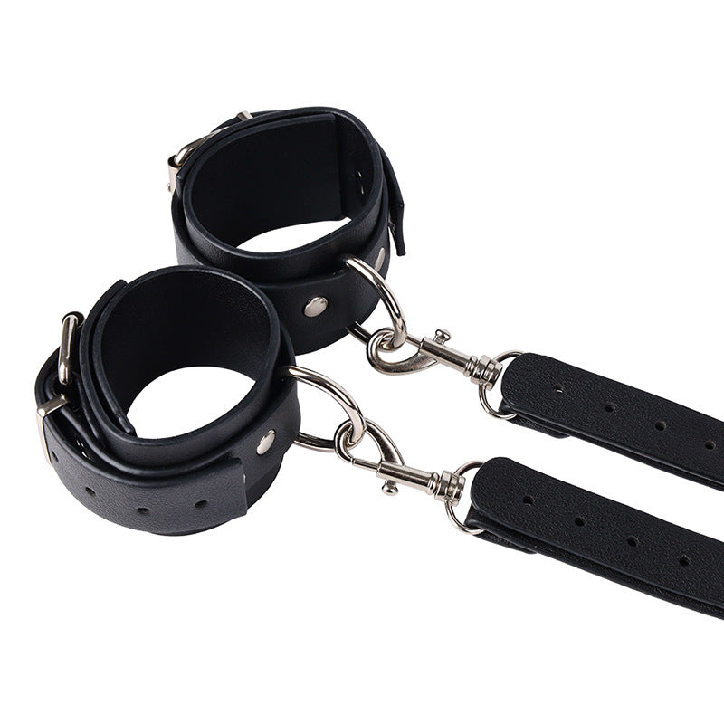 Black Exquisite PU Leather Bondage Set (5 Pieces) – BDSM Restraint Kit for Couples