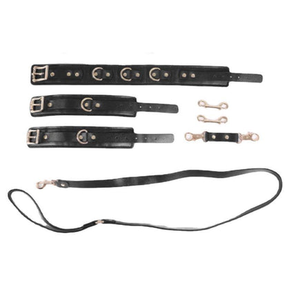 Black Exquisite PU Leather Neck and Hand Bondage Suit – BDSM Restraint Set for Couples