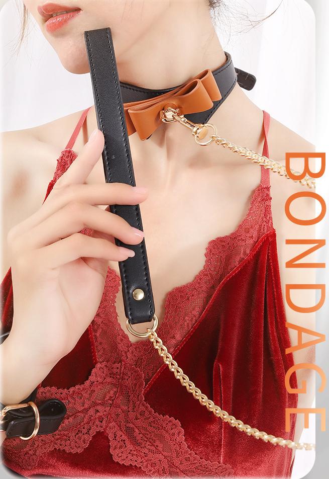 Bowknot PU Leather Bondage Set (5 Pieces) – Elegant BDSM Restraint Kit for Couples