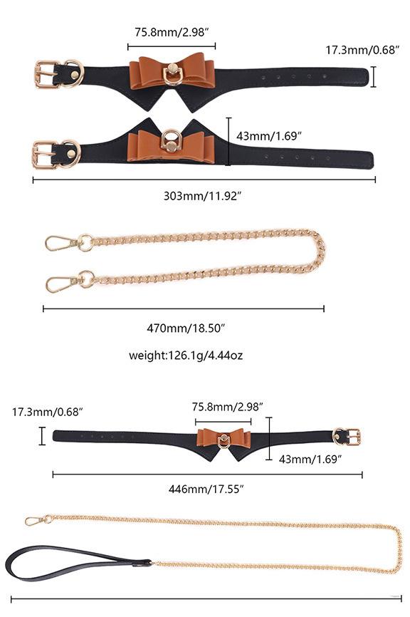 Bowknot PU Leather Bondage Set (5 Pieces) – Elegant BDSM Restraint Kit for Couples