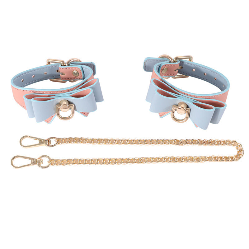 Bowknot PU Leather Bondage Set (5 Pieces) – Elegant BDSM Restraint Kit for Couples