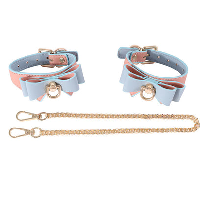Bowknot PU Leather Bondage Set (5 Pieces) – Elegant BDSM Restraint Kit for Couples