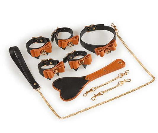 Butterfly Series Luxury Leather Bondage Set (5 Pieces) – BDSM Kit for Couples