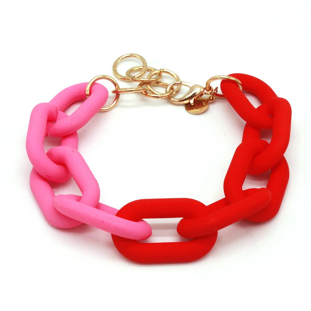 Color Block Resin Chain Bracelet – Trendy and colorful fashion accessory