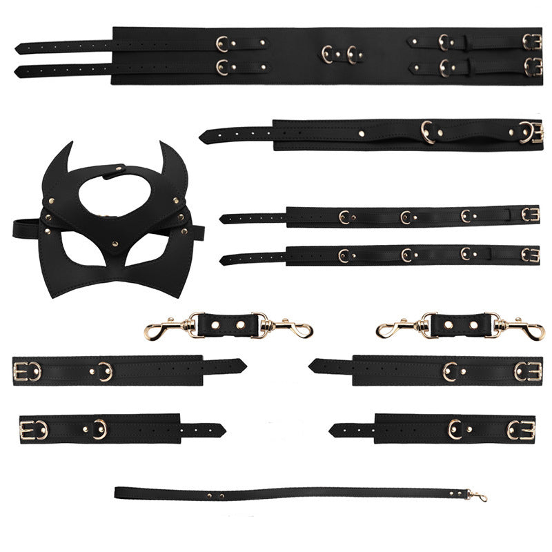 Dark Knight PU Leather Bondage Set (7 Pieces) – BDSM Restraint Kit for Couples