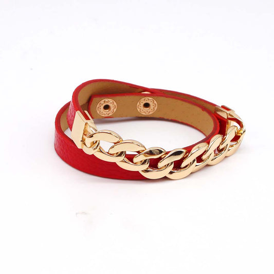 Exquisite Chain PU Leather Bracelet – Stylish and durable fashion accessory