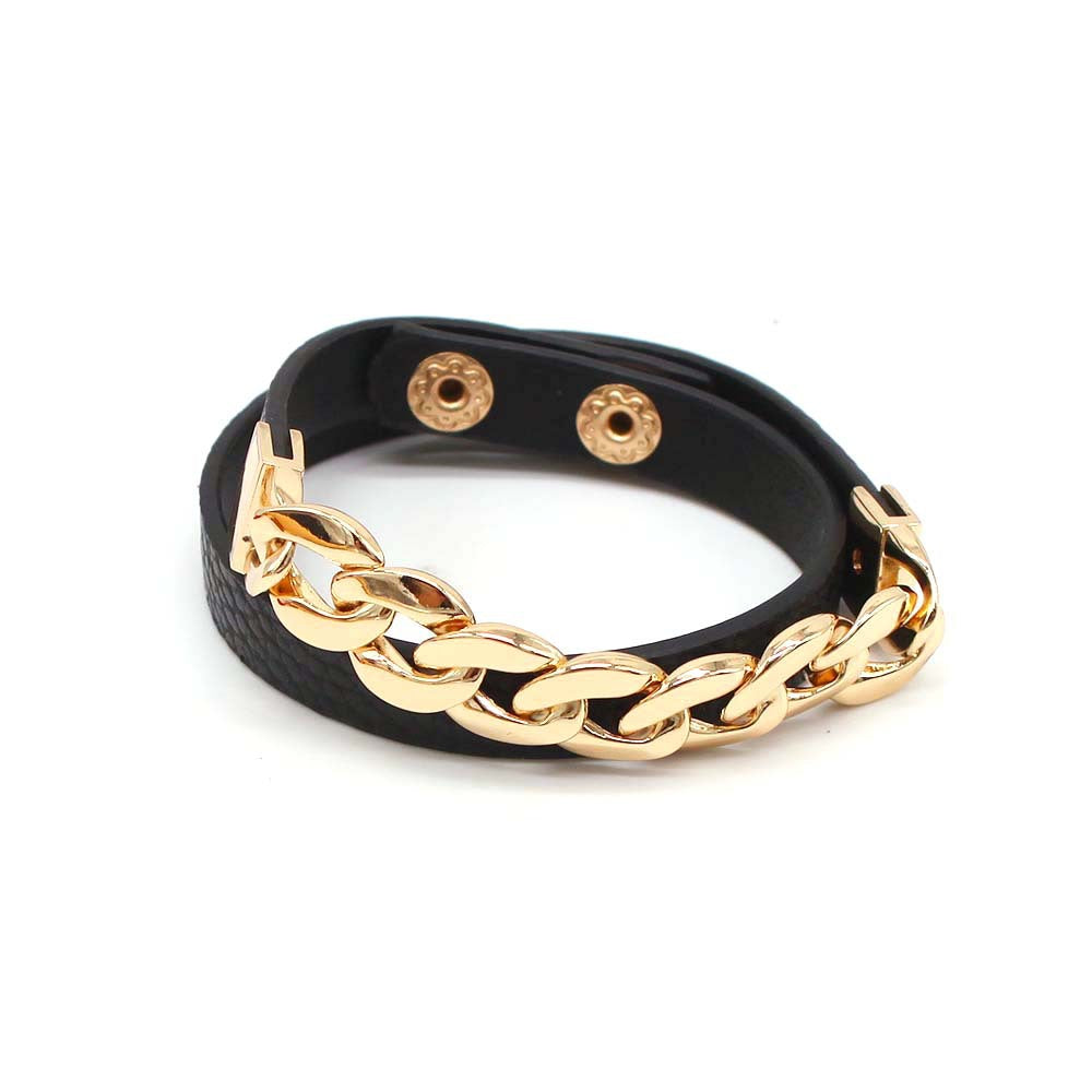 Exquisite Chain PU Leather Bracelet – Stylish and durable fashion accessory