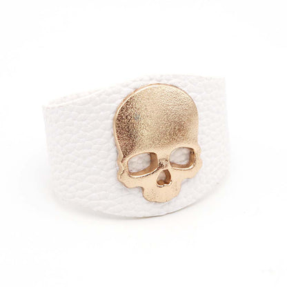 Fashion Wide PU Leather Skull Bracelet – Trendy and bold accessory with skull details