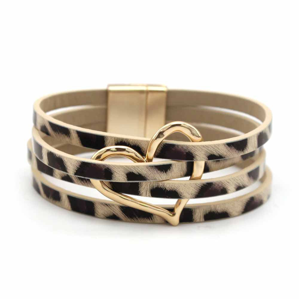 Heart-Shaped Multi-Layer PU Leather Wristband Bracelet – Trendy fashion accessory