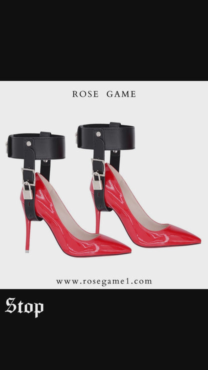Leather BDSM High Heels Bondage Ankle Cuffs