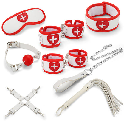 Uniform Temptation Series PU Leather Bondage Set (8 Pieces) – BDSM Kit for Couples