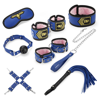 Uniform Temptation Series PU Leather Bondage Set (8 Pieces) – BDSM Kit for Couples